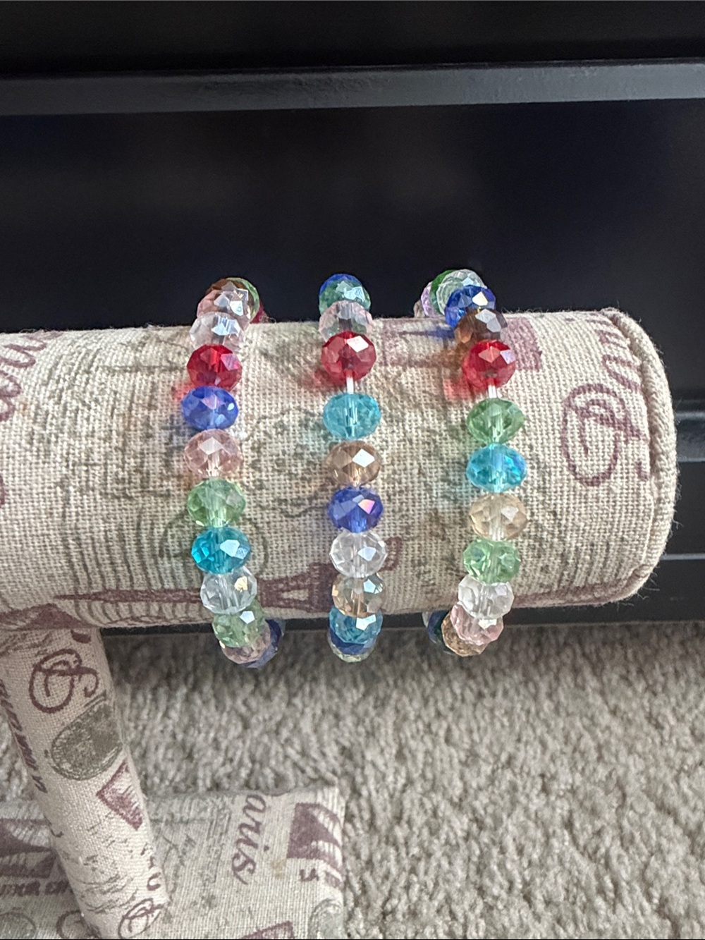 Colorful Faceted Bead Stretch Bracelets - Set of 3